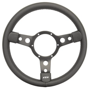 Mountney Traditional 13" 3 Spoke Semi-Dished Black Vinyl Steering Wheel With Black Centre
