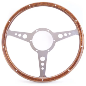 Mountney Traditional Classic 14" 3 Spoke Flat-Dished Light Woodrim Riveted Steering Wheel